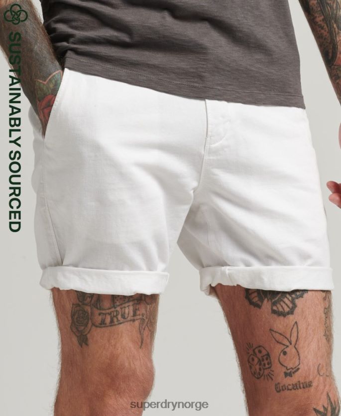 Superdry hvit klær 86P46D373 organisk bomull studios lin turn up shorts menn