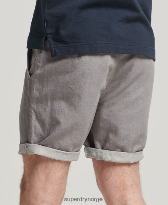 Superdry mørk grå klær 86P46D6450 organisk bomull studios lin turn up shorts menn