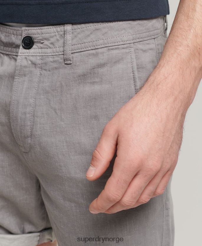 Superdry mørk grå klær 86P46D6450 organisk bomull studios lin turn up shorts menn