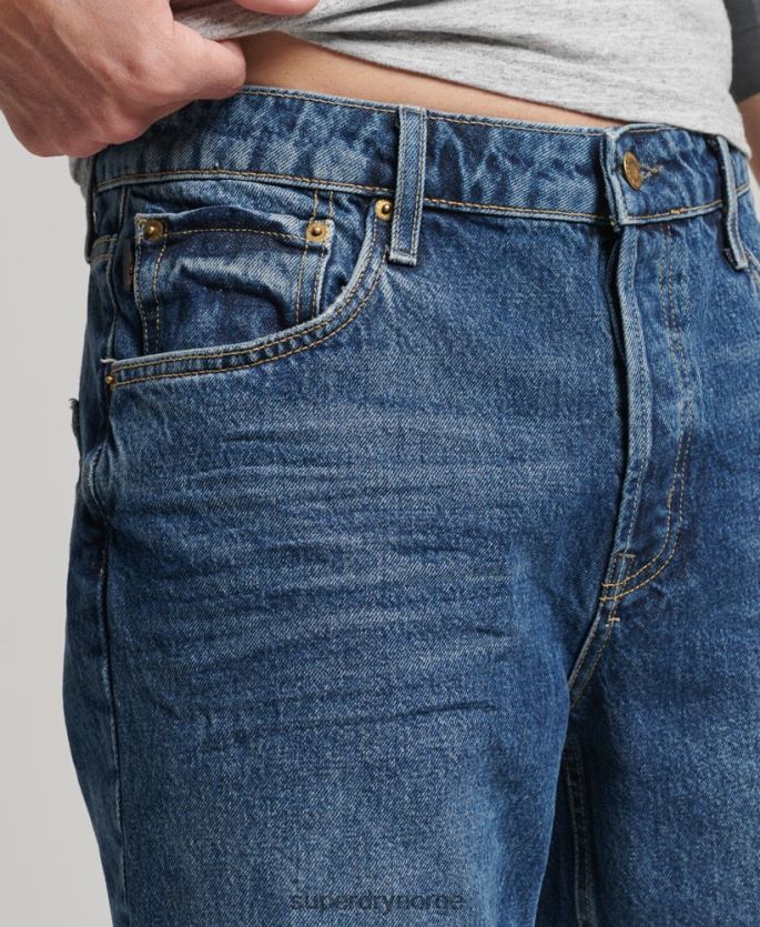 Superdry mørke blå klær 86P46D273 vintage rett kort i økologisk bomull menn