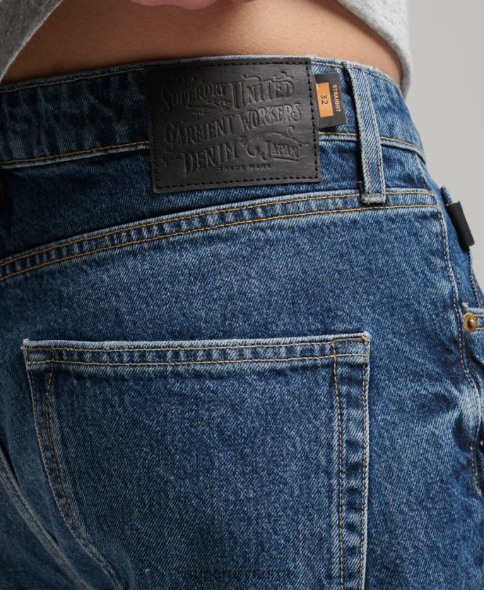 Superdry mørke blå klær 86P46D273 vintage rett kort i økologisk bomull menn