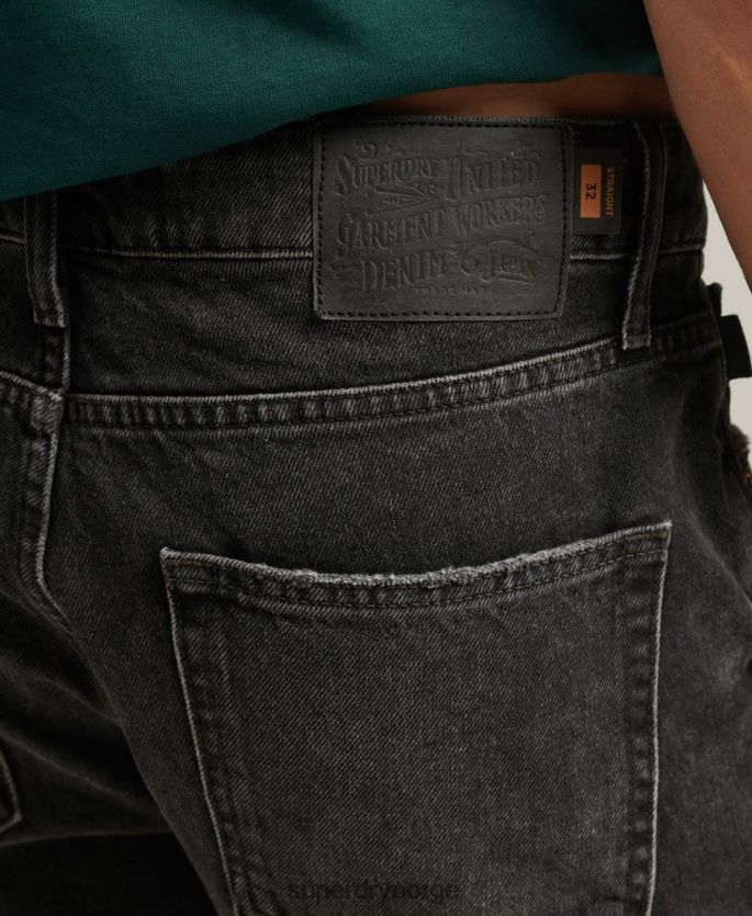 Superdry svart klær 86P46D280 vintage rett kort i økologisk bomull menn