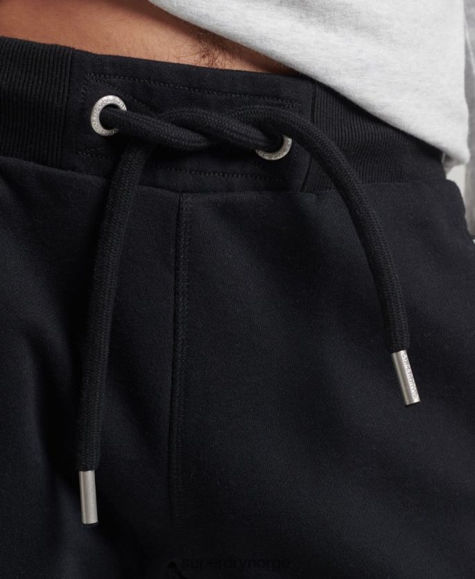 Superdry svart klær 86P46D326 jerseyshorts med vintage logo i økologisk bomull menn