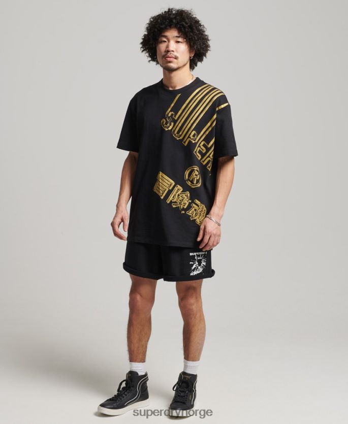 Superdry svart klær 86P46D354 x overflødig jerseyshorts menn
