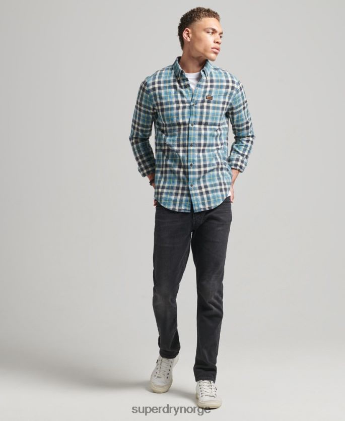 Superdry blå klær 86P46D169 vintage tømmerhuggerskjorte i økologisk bomull menn