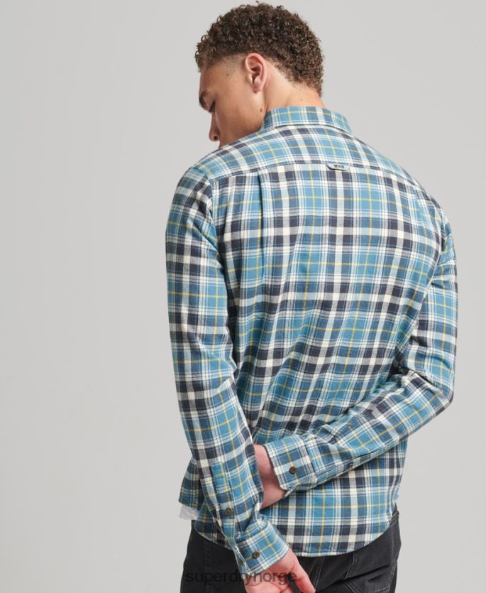 Superdry blå klær 86P46D169 vintage tømmerhuggerskjorte i økologisk bomull menn