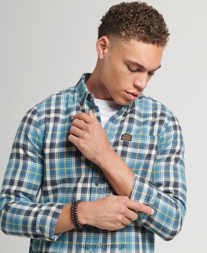 Superdry blå klær 86P46D169 vintage tømmerhuggerskjorte i økologisk bomull menn
