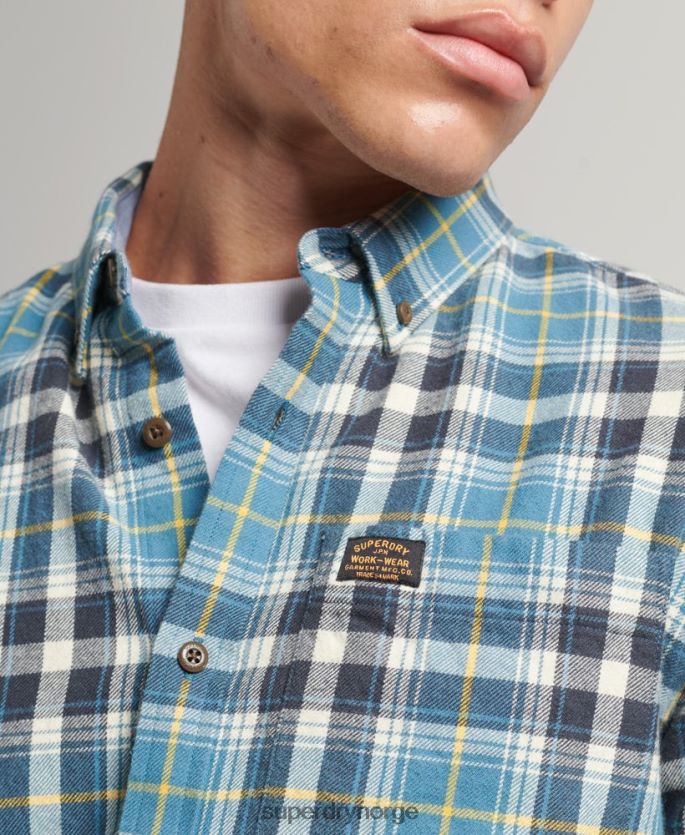 Superdry blå klær 86P46D169 vintage tømmerhuggerskjorte i økologisk bomull menn