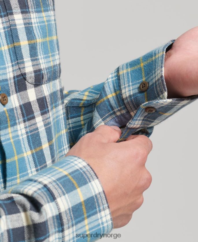 Superdry blå klær 86P46D169 vintage tømmerhuggerskjorte i økologisk bomull menn