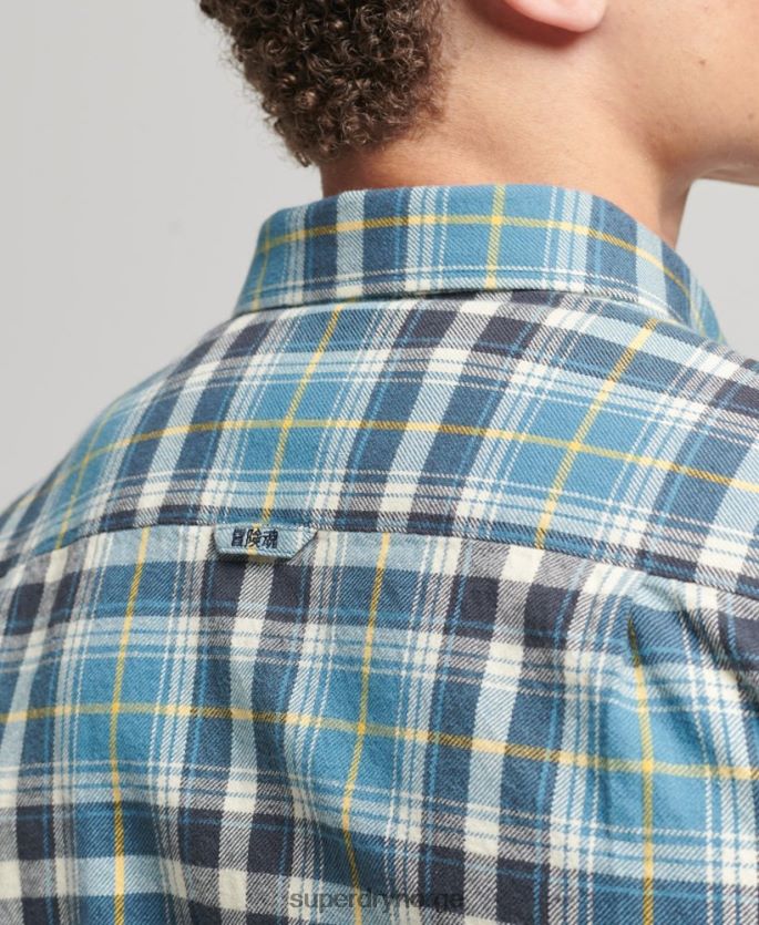 Superdry blå klær 86P46D169 vintage tømmerhuggerskjorte i økologisk bomull menn