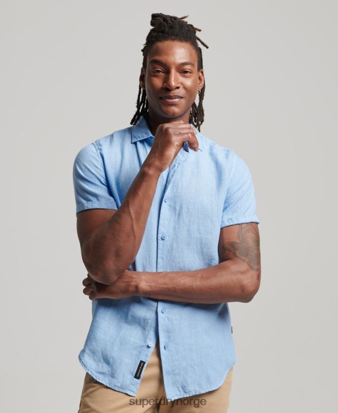 Superdry blå klær 86P46D16 studioer avslappet linskjorte menn