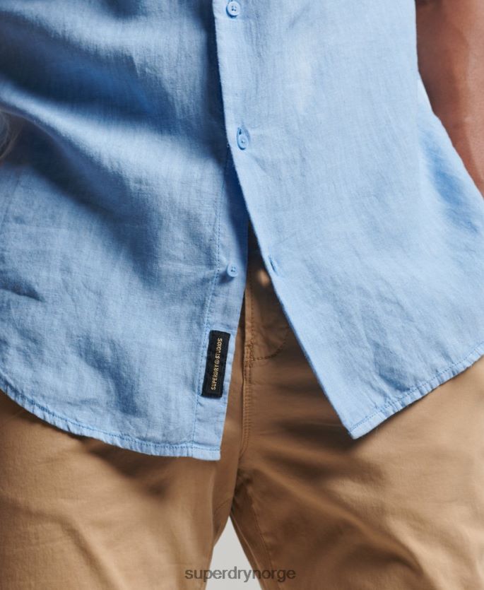 Superdry blå klær 86P46D16 studioer avslappet linskjorte menn