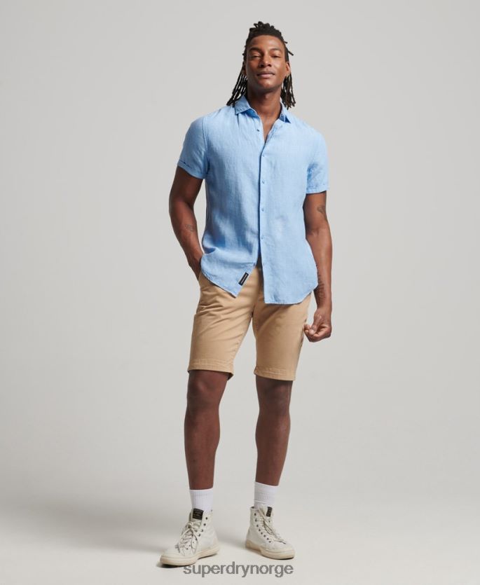 Superdry blå klær 86P46D16 studioer avslappet linskjorte menn
