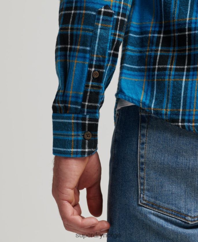 Superdry blå klær 86P46D200 rutet skjorte for tømmerhugger i økologisk bomull menn