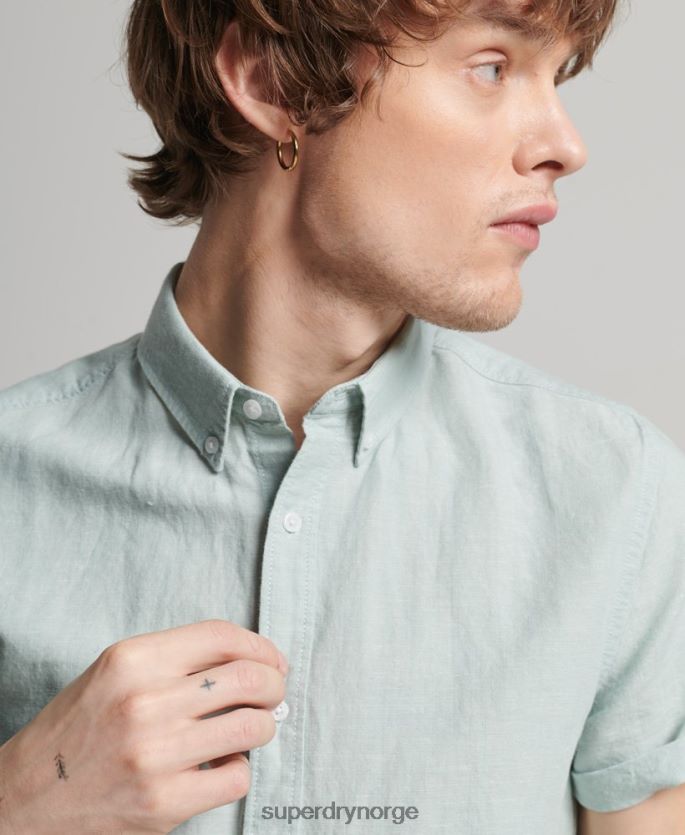 Superdry blå klær 86P46D202 skjorte med korte ermer i økologisk bomull menn