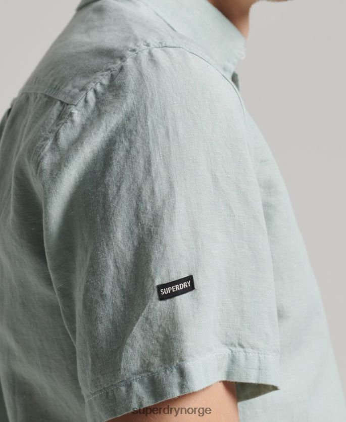 Superdry blå klær 86P46D202 skjorte med korte ermer i økologisk bomull menn