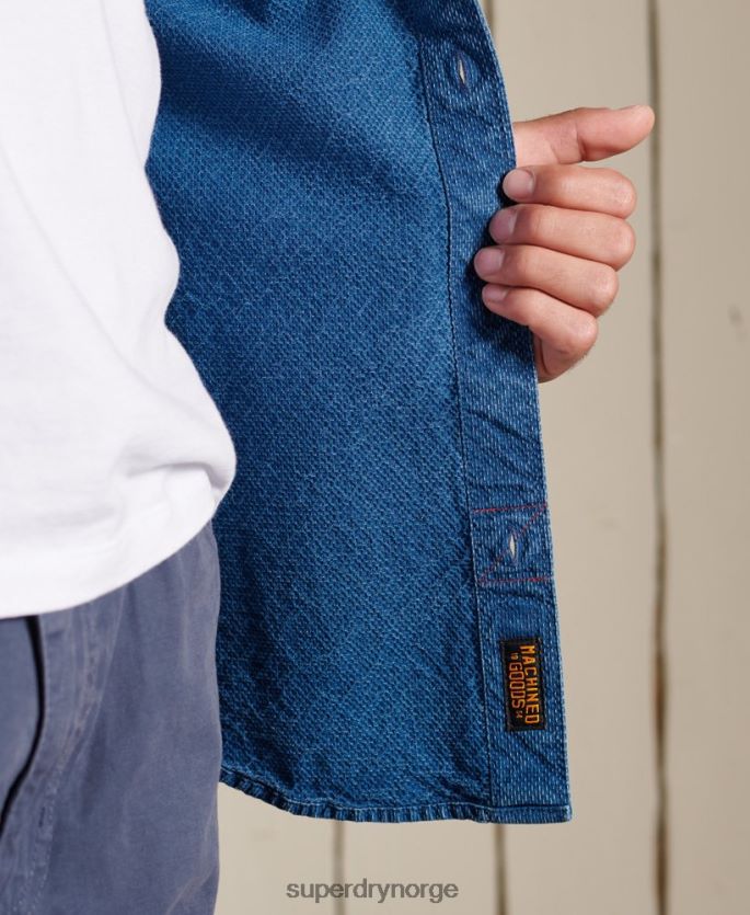 Superdry blå klær 86P46D213 indigo henley arbeidsklær skjorte menn