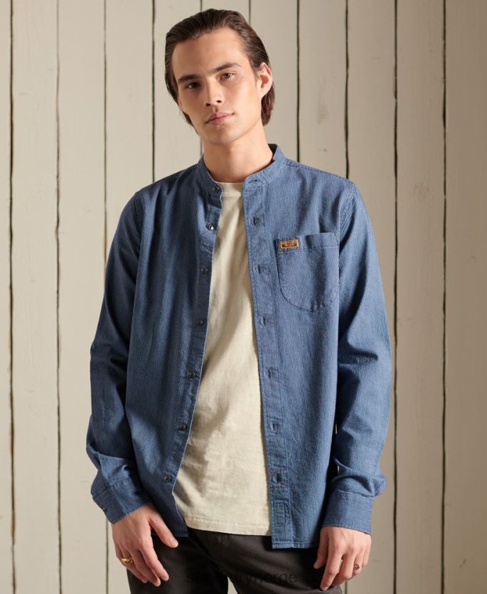 Superdry blå klær 86P46D223 indigo henley arbeidsklær skjorte menn