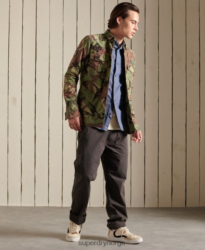 Superdry blå klær 86P46D223 indigo henley arbeidsklær skjorte menn