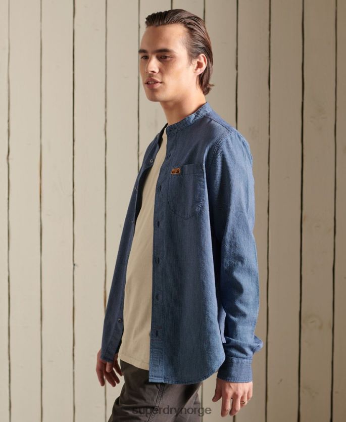 Superdry blå klær 86P46D223 indigo henley arbeidsklær skjorte menn
