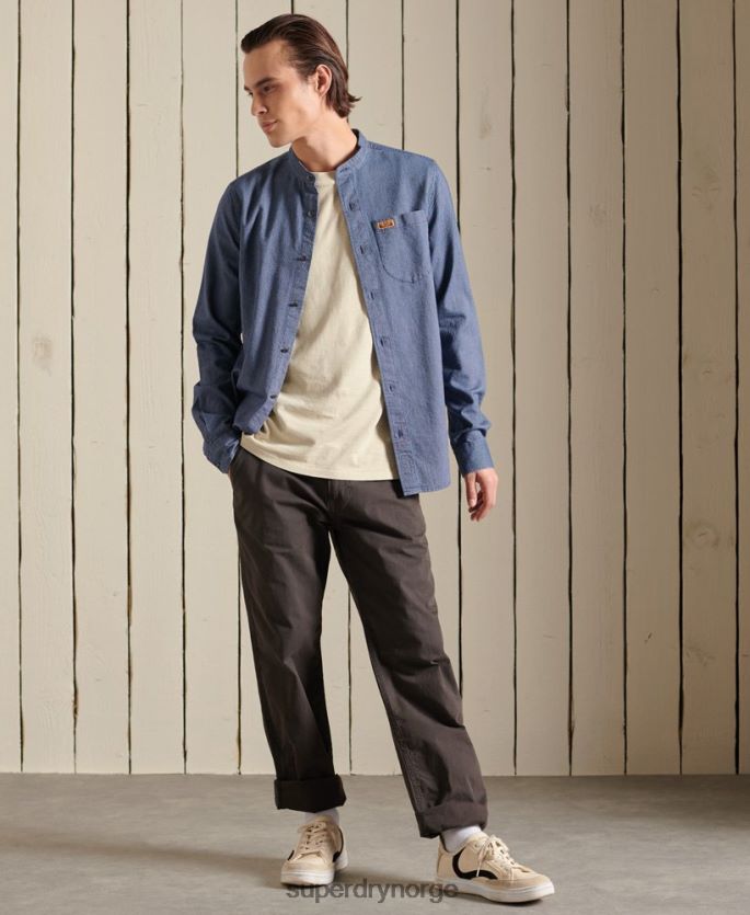 Superdry blå klær 86P46D223 indigo henley arbeidsklær skjorte menn