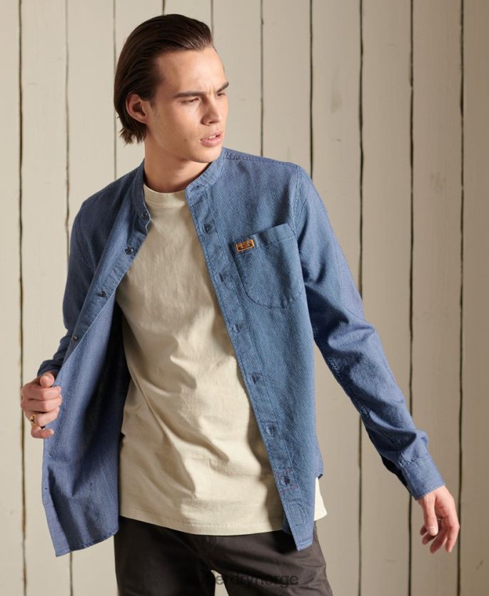 Superdry blå klær 86P46D223 indigo henley arbeidsklær skjorte menn