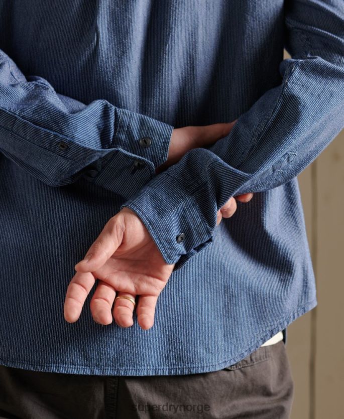 Superdry blå klær 86P46D223 indigo henley arbeidsklær skjorte menn