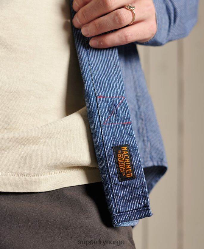 Superdry blå klær 86P46D223 indigo henley arbeidsklær skjorte menn