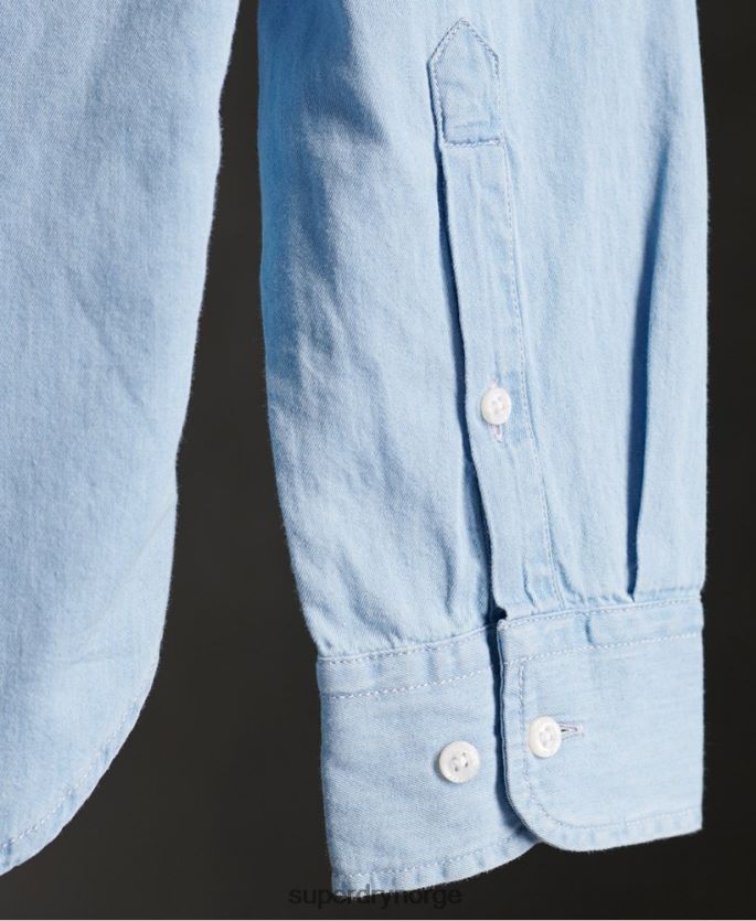 Superdry blå klær 86P46D242 klassisk twill lite bestefarskjorte menn
