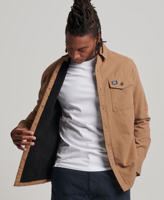 Superdry brun klær 86P46D166 borg foret møller overskjorte menn