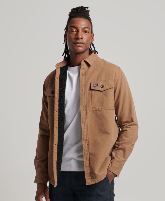Superdry brun klær 86P46D166 borg foret møller overskjorte menn