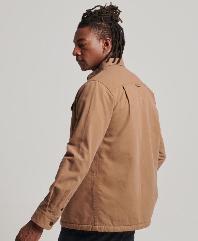 Superdry brun klær 86P46D166 borg foret møller overskjorte menn