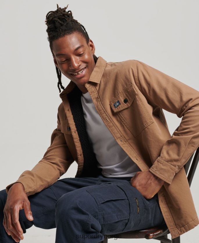 Superdry brun klær 86P46D166 borg foret møller overskjorte menn