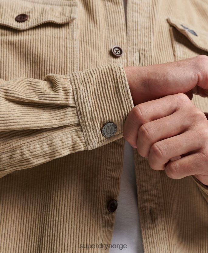 Superdry brun klær 86P46D210 vintage overskjorte med ledning menn