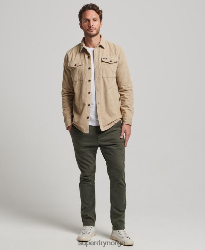 Superdry brun klær 86P46D210 vintage overskjorte med ledning menn
