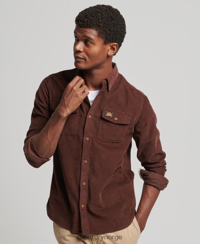 Superdry brun klær 86P46D224 trailsman cord skjorte menn