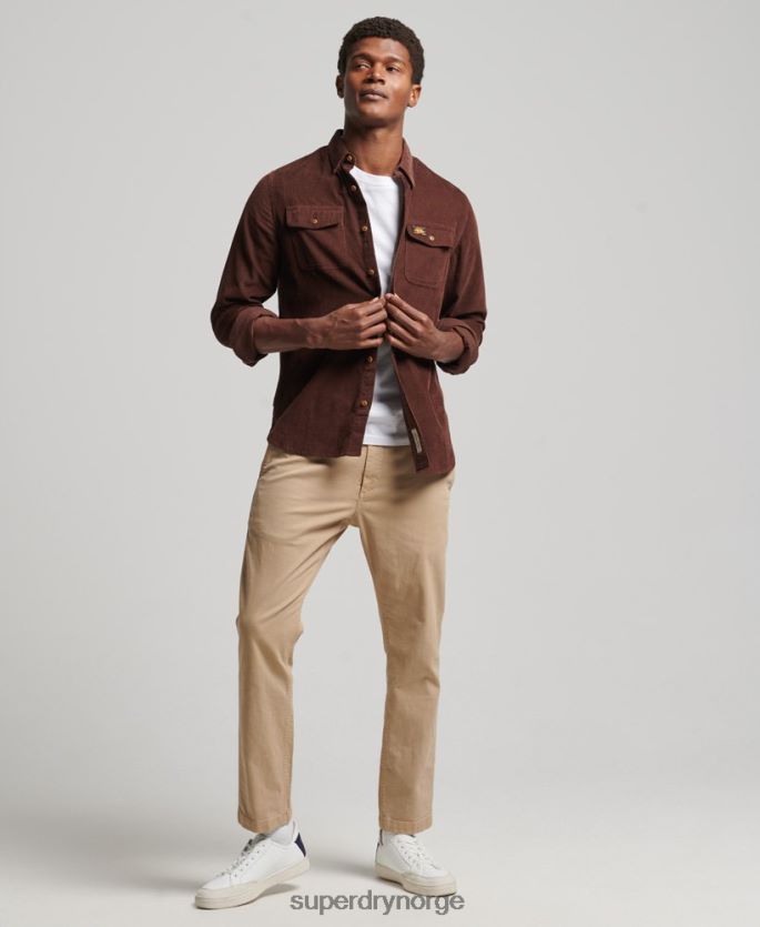 Superdry brun klær 86P46D224 trailsman cord skjorte menn