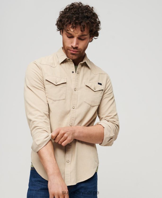 Superdry brun klær 86P46D82 vintage cord westernskjorte menn