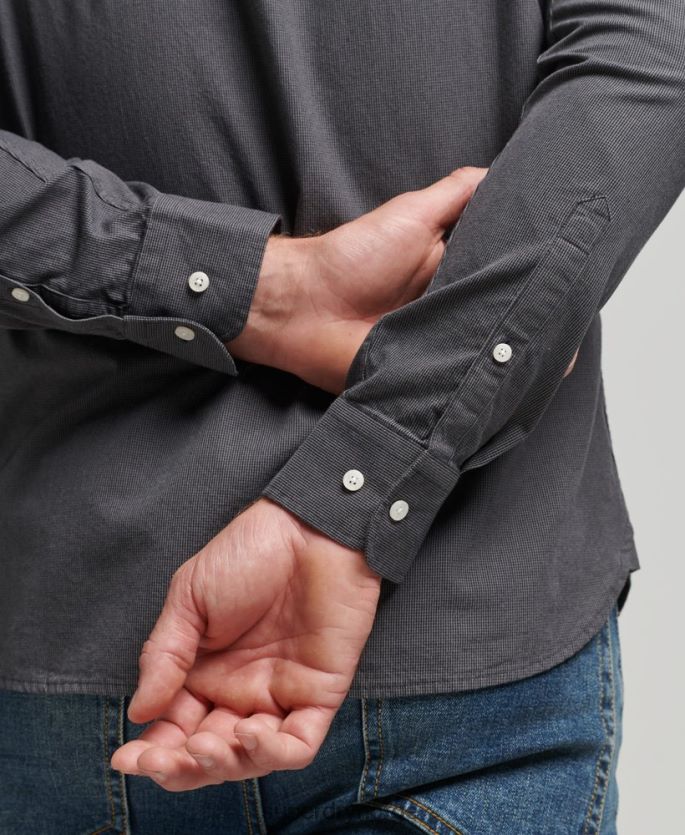 Superdry grå klær 86P46D211 mikrorutet skjorte i bomull menn