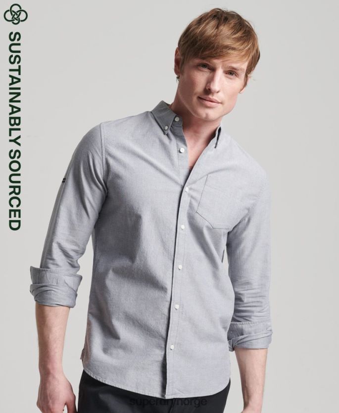 Superdry grå klær 86P46D217 uni oxford skjorte i økologisk bomull menn