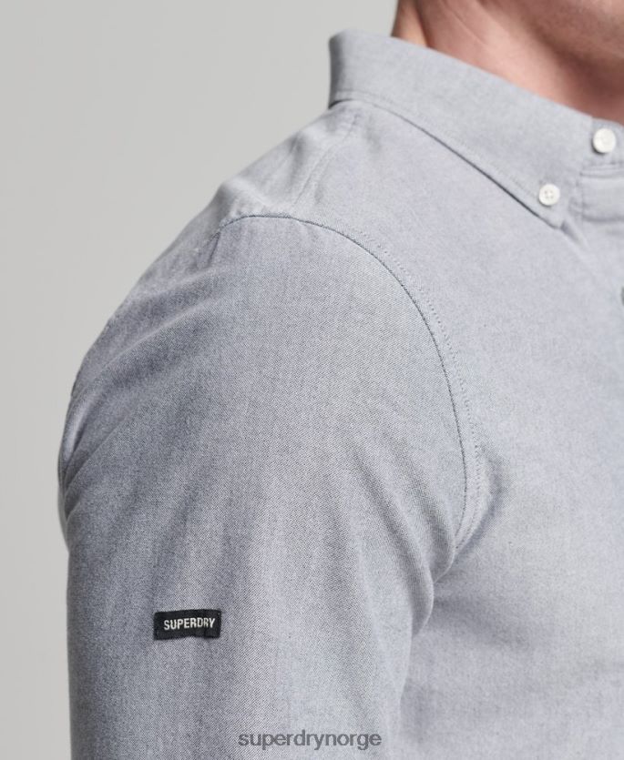 Superdry grå klær 86P46D217 uni oxford skjorte i økologisk bomull menn