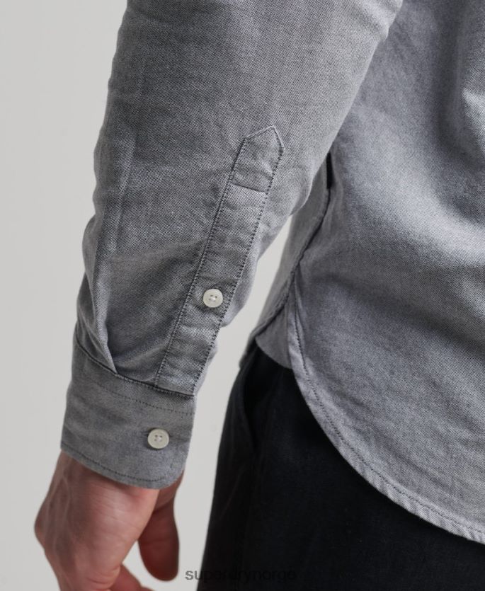 Superdry grå klær 86P46D217 uni oxford skjorte i økologisk bomull menn