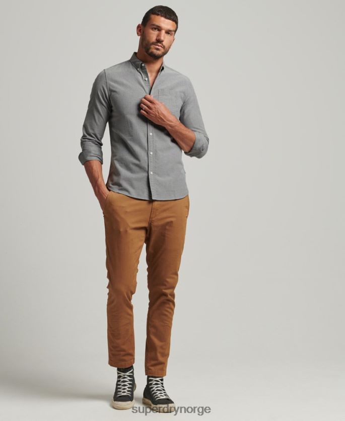 Superdry grå klær 86P46D6504 uni oxford skjorte i økologisk bomull menn