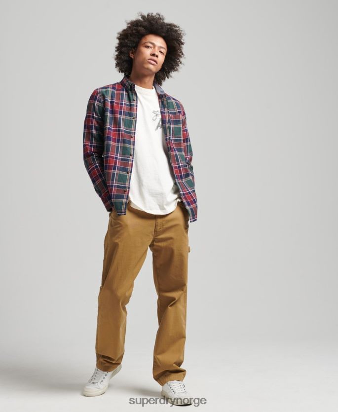 Superdry grønn klær 86P46D160 vintage tømmerhuggerskjorte i økologisk bomull menn