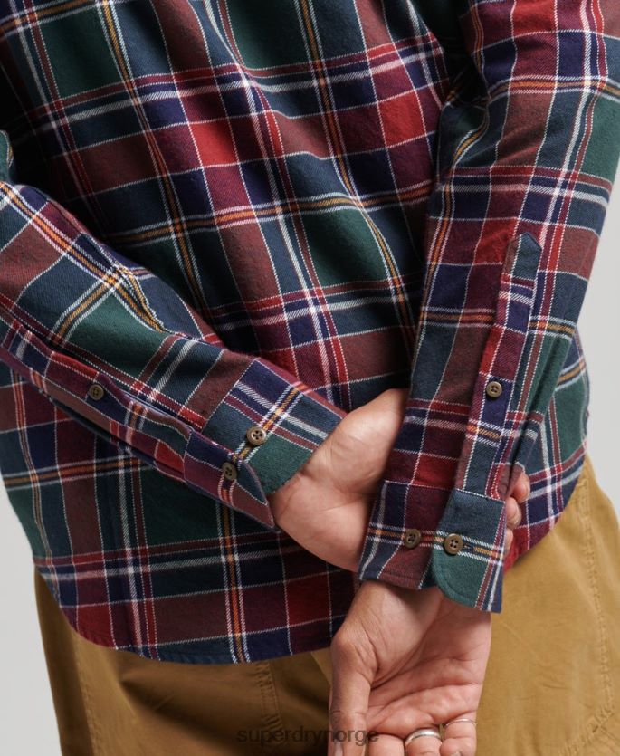 Superdry grønn klær 86P46D160 vintage tømmerhuggerskjorte i økologisk bomull menn