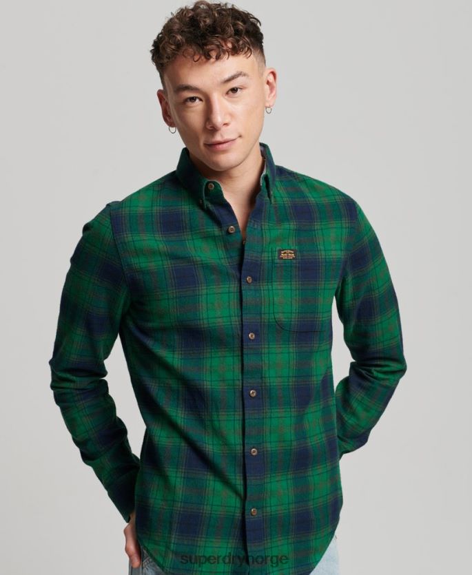 Superdry grønn klær 86P46D162 vintage tømmerhuggerskjorte i økologisk bomull menn