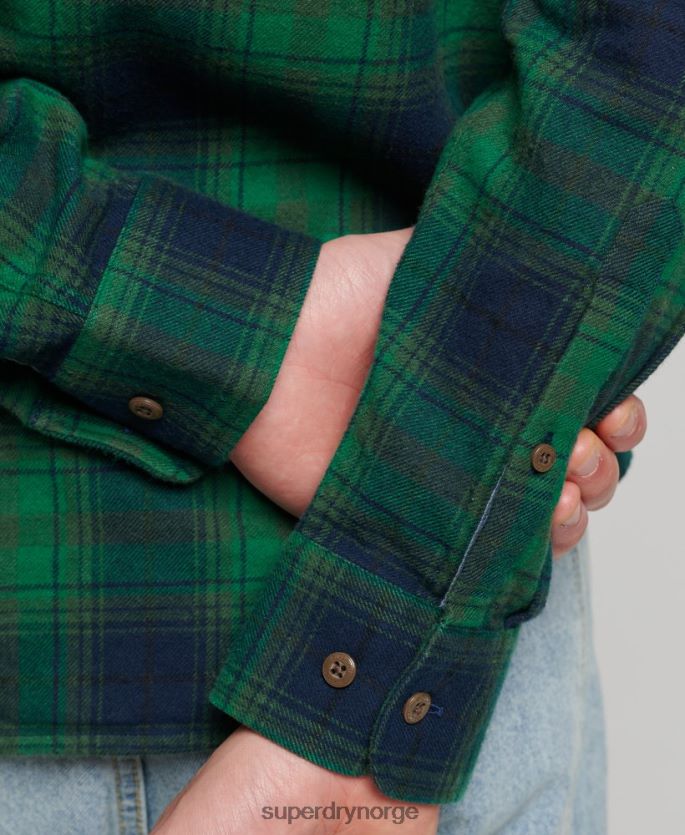 Superdry grønn klær 86P46D162 vintage tømmerhuggerskjorte i økologisk bomull menn