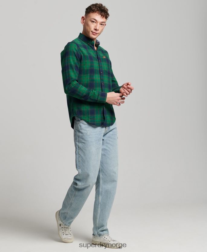 Superdry grønn klær 86P46D162 vintage tømmerhuggerskjorte i økologisk bomull menn