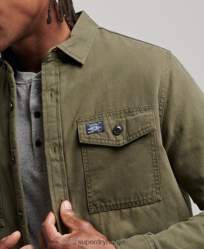 Superdry grønn klær 86P46D163 borg foret møller overskjorte menn