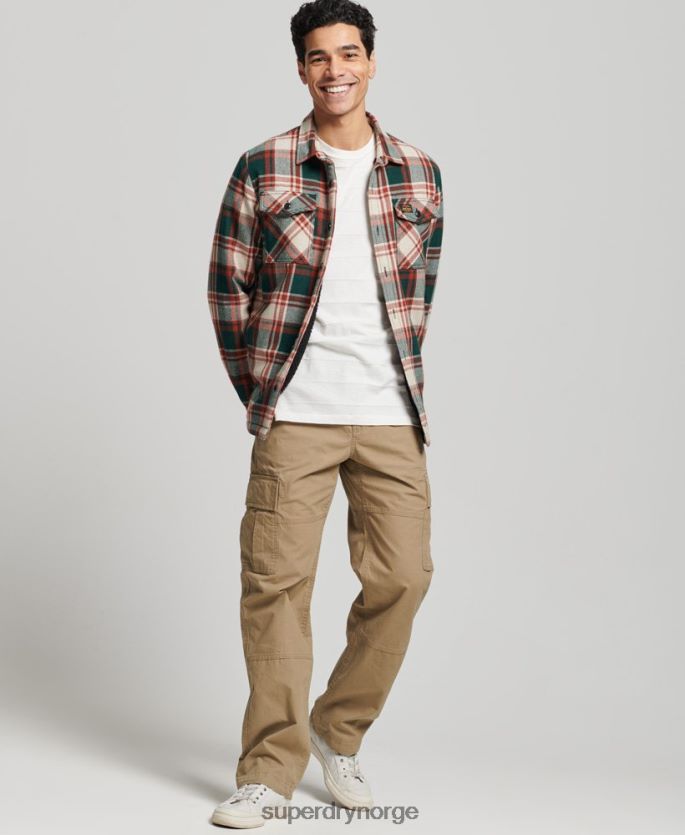 Superdry grønn klær 86P46D173 sherpa fôret overskjorte i møllerull menn